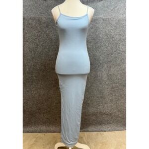 J For Justify Light Blue Ribbed Spaghetti Strap Bodycon Maxi Dress Summer Small